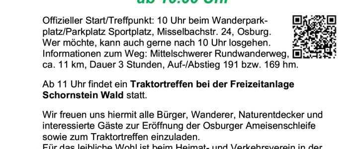 Wanderung – Eröffnung Ameisenschleife Os2 & Traktortreffen