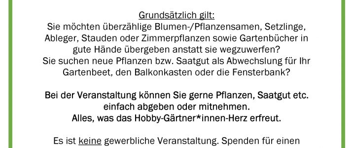 Saatgut- & Pflanzen-Börse – Terminankündigung