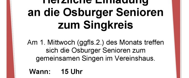 Neue Termine – Singkreis für Senioren