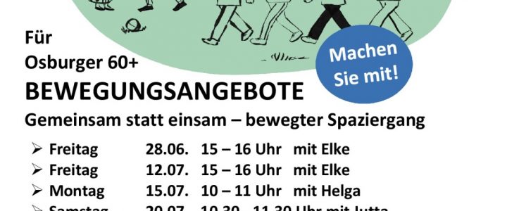 BEWEGUNGSANGEBOTE für Osburger 60+ – Neue Termine…