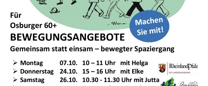 BEWEGUNGSANGEBOTE für Osburger 60+ – Neue Termine…