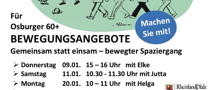 BEWEGUNGSANGEBOTE für Osburger 60+ – Neue Termine…
