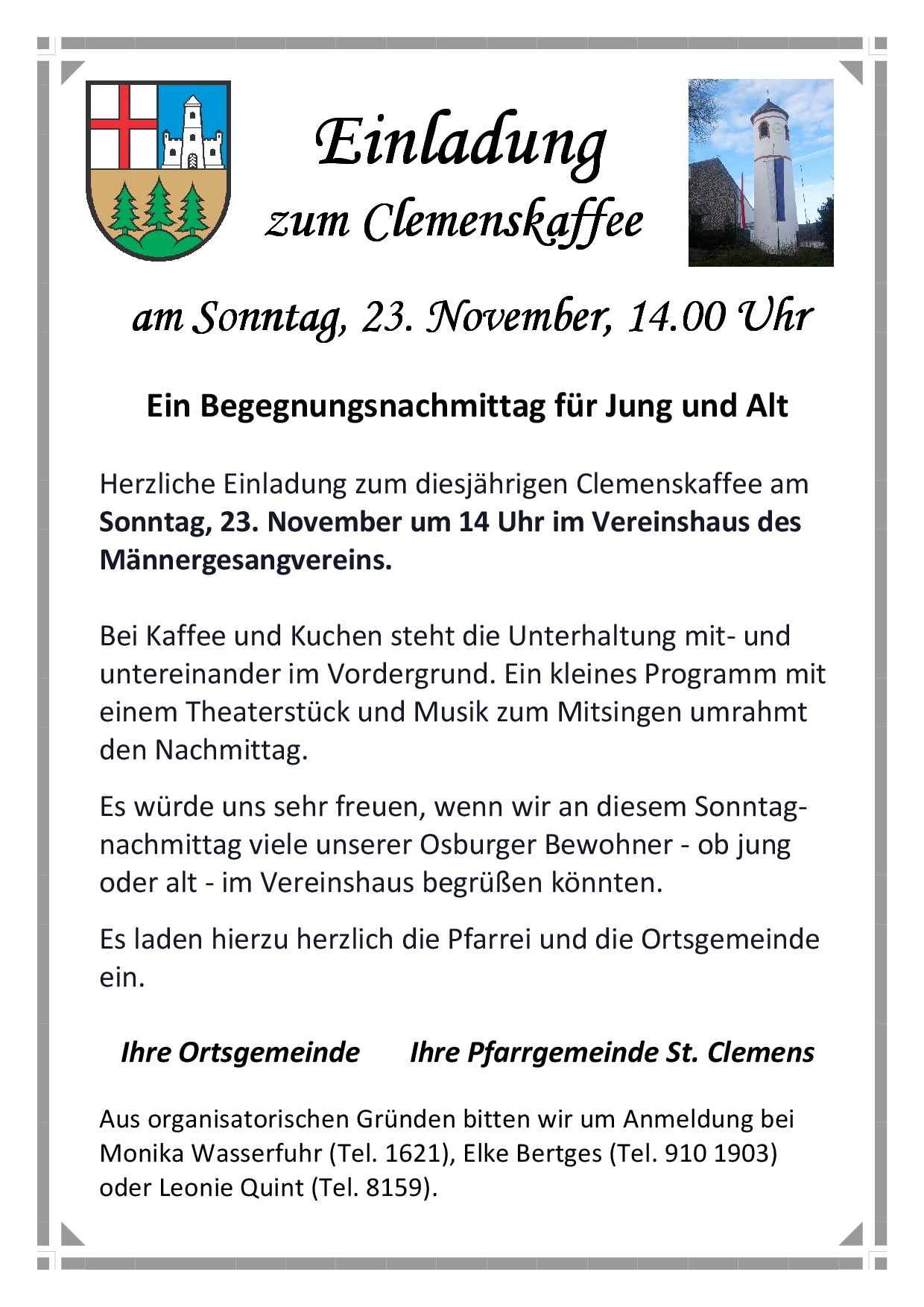 Plakat Amtsblatt Clemenskaffe 23.11.2025