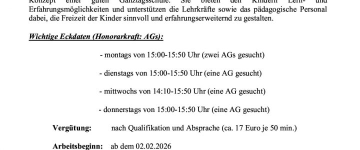 Stellenausschreibungen an der Grundschule Osburg