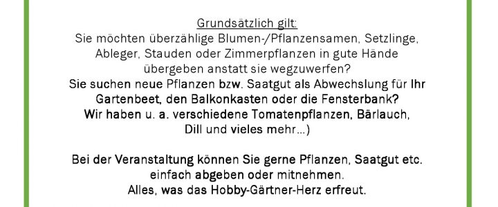 Saatgut- und Pflanzenbörse – Save the Date