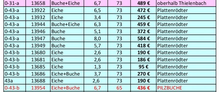 Brennholz zu verkaufen – Rest aus Frühjahrsversteigerung